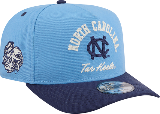 North Carolina Tar Heels New Era Blue A-Frame 9FIFTY Snapback Hat-Mascot Logo - Pro Jersey Sports