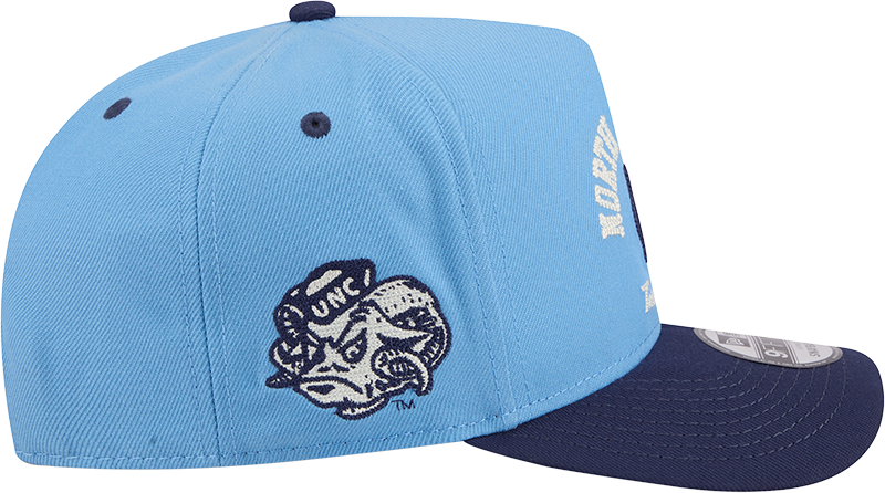 North Carolina Tar Heels New Era Blue A-Frame 9FIFTY Snapback Hat-Mascot Logo - Pro Jersey Sports