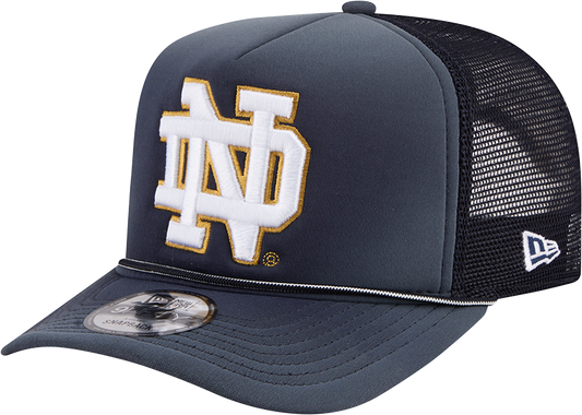 Notre Dame Fighting Irish New Era Navy Fade Rope 9FIFTY A-FRAME Trucker Snapback Hat - Pro Jersey Sports