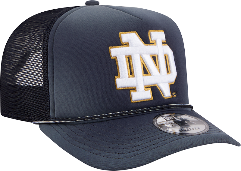 Notre Dame Fighting Irish New Era Navy Fade Rope 9FIFTY A-FRAME Trucker Snapback Hat - Pro Jersey Sports