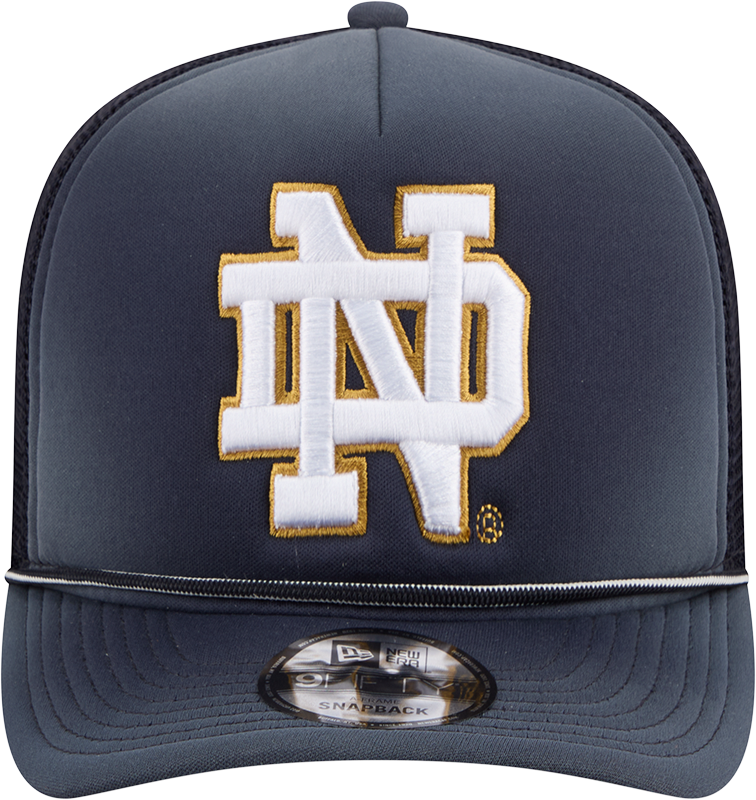 Notre Dame Fighting Irish New Era Navy Fade Rope 9FIFTY A-FRAME Trucker Snapback Hat - Pro Jersey Sports