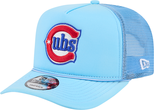 Chicago Cubs New Era Blue Worn A-Frame 9FIFTY Trucker Snapback Hat