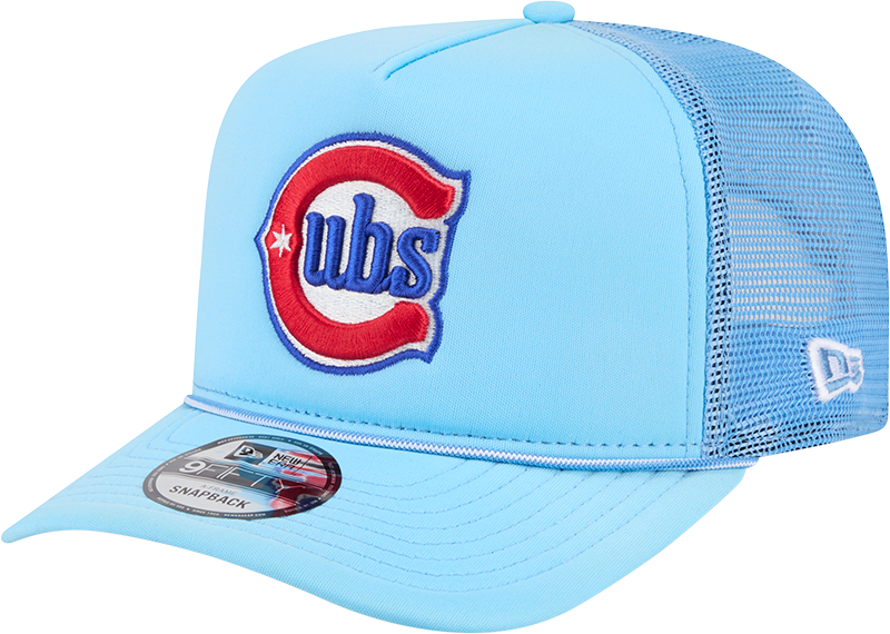 Chicago Cubs New Era Blue Worn A-Frame 9FIFTY Trucker Snapback Hat