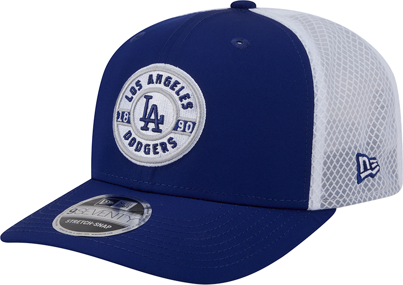 Men's Los Angeles Dodgers New Era Circle Patch 9SEVENTY Trucker Adjustable Hat