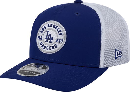 Men's Los Angeles Dodgers New Era Circle Patch 9SEVENTY Trucker Adjustable Hat