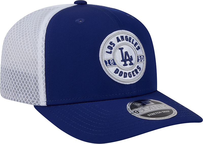 Men's Los Angeles Dodgers New Era Circle Patch 9SEVENTY Trucker Adjustable Hat