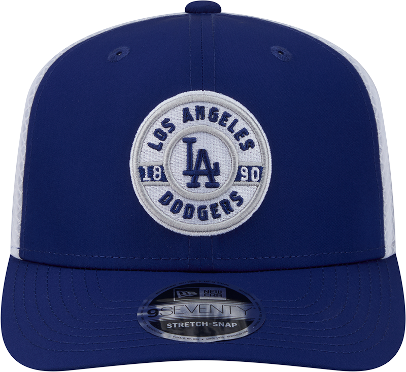 Men's Los Angeles Dodgers New Era Circle Patch 9SEVENTY Trucker Adjustable Hat