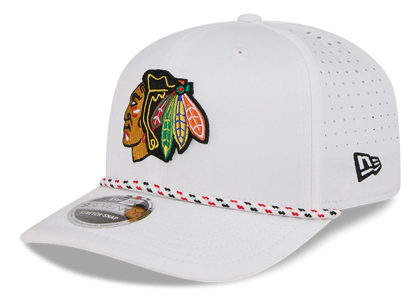 Chicago Blackhawks New Era White Rope 9SEVENTY Stretch-Snap Adjustable Hat - Pro Jersey Sports