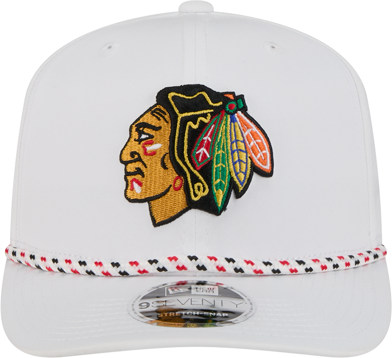 Chicago Blackhawks New Era White Rope 9SEVENTY Stretch-Snap Adjustable Hat - Pro Jersey Sports