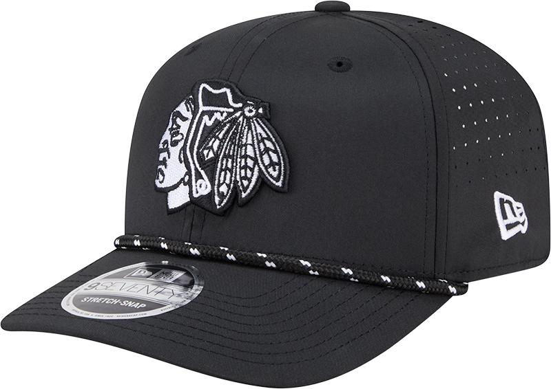 Chicago Blackhawks New Era Black Rope 9SEVENTY Stretch-Snap Adjustable Hat - Pro Jersey Sports