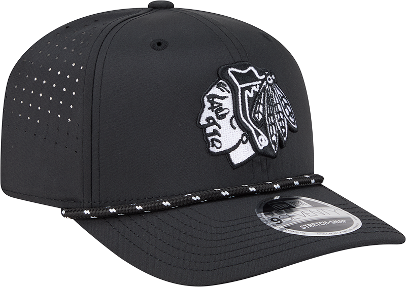 Chicago Blackhawks New Era Black Rope 9SEVENTY Stretch-Snap Adjustable Hat