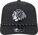 Chicago Blackhawks New Era Black Rope 9SEVENTY Stretch-Snap Adjustable Hat - Pro Jersey Sports