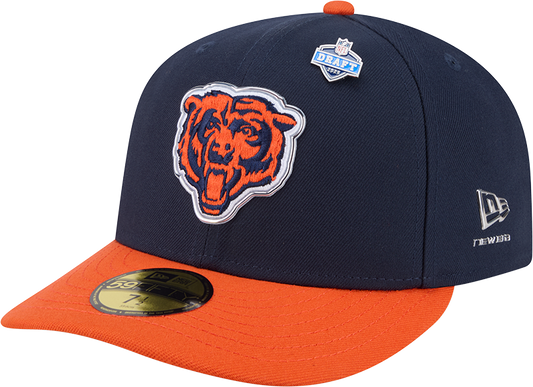 Men's Chicago Bears New Era Navy/Orange 2026 NFL Draft Pre-Curved 59FIFTY Fitted Hat