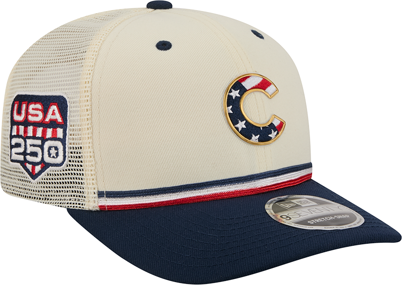 Chicago Cubs New Era 250th Independence Day 2 Tone Ivory/Navy 9SEVENTY Trucker Hat