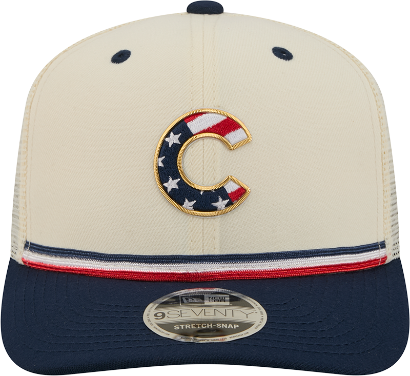 Chicago Cubs New Era 250th Independence Day 2 Tone Ivory/Navy 9SEVENTY Trucker Hat