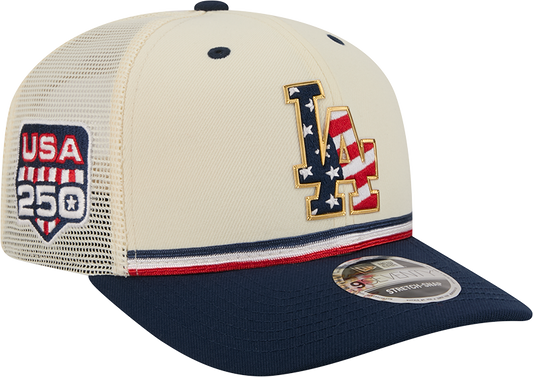 Los Angeles Dodgers New Era 250th Independence Day 2 Tone Ivory/Navy 9SEVENTY Trucker Hat