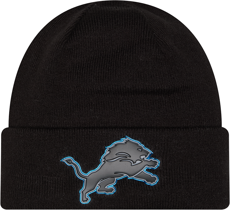 Detroit Lions Chrome 2026 Sideline Black New Era Knit Cuffed Knit