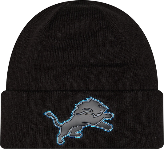 Detroit Lions Chrome 2026 Sideline Black New Era Knit Cuffed Knit