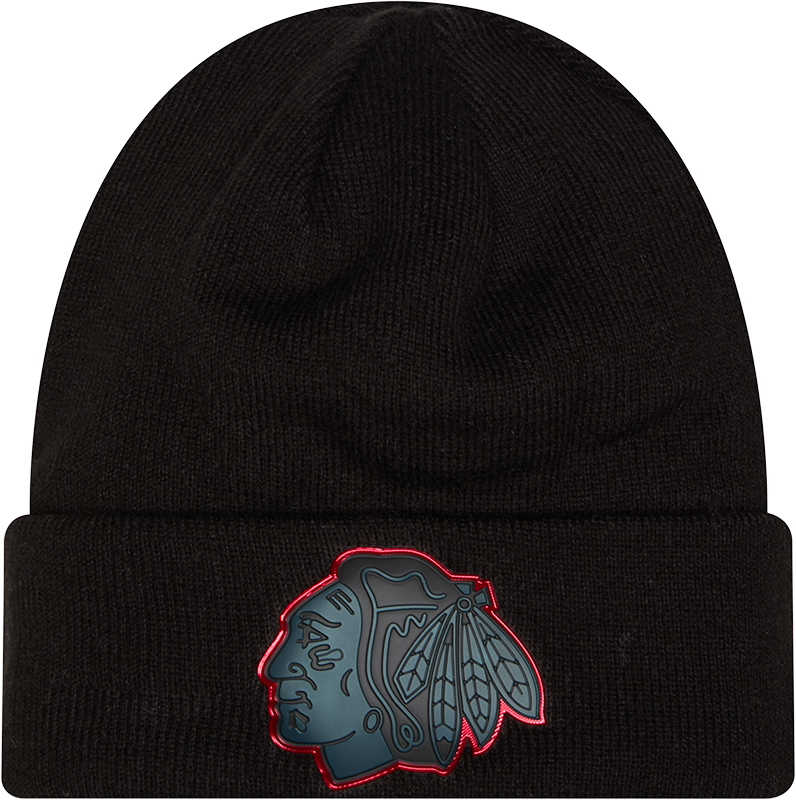 Chicago Blackhawks Chrome 2026 Black New Era Knit Cuffed Knit