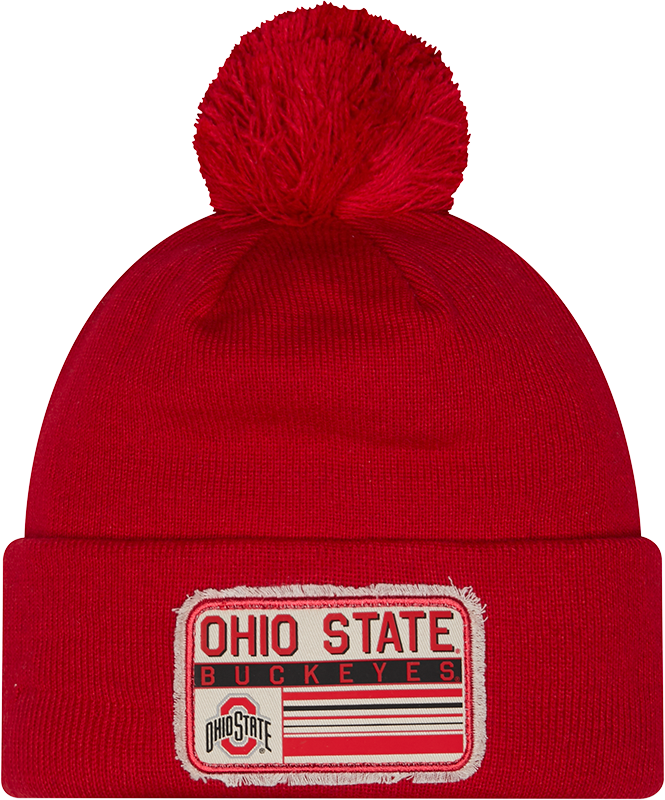 Ohio State Buckeyes New Era Patched Cuffed Knit Hat with Pom