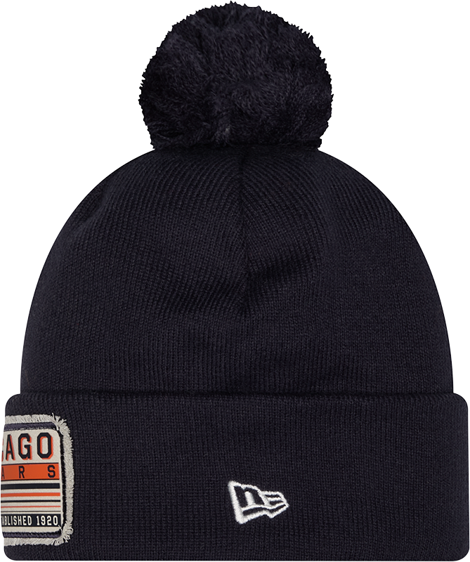 Chicago Bears Mens's Patched Logo Navy Pom Knit