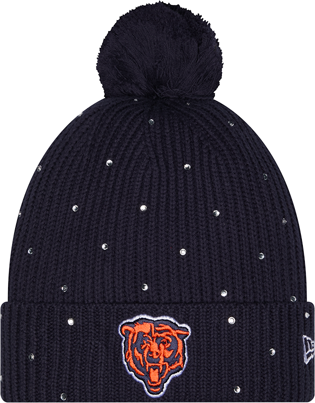 Women’s Chicago Bears New Era Navy Rhinestone Pom Cuffed Knit Hat