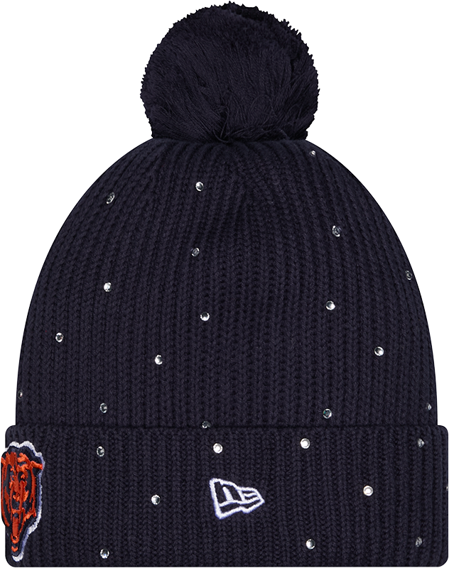 Women’s Chicago Bears New Era Navy Rhinestone Pom Cuffed Knit Hat
