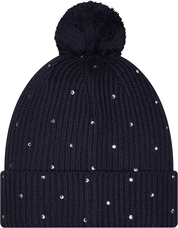 Women’s Chicago Bears New Era Navy Rhinestone Pom Cuffed Knit Hat