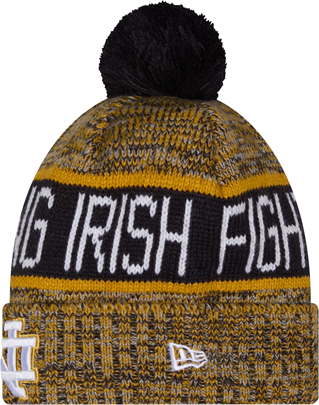 Notre Dame Fighting Irish New Era Knit ND Logo Cuffed Knit Hat with Pom