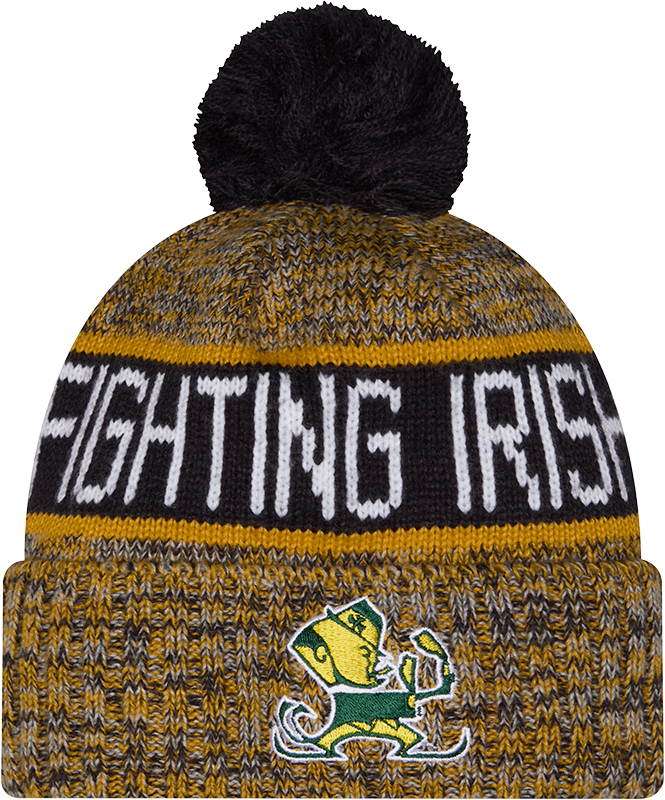 Notre Dame Fighting Irish New Era Knit Leprechaun Logo Cuffed Knit Hat with Pom