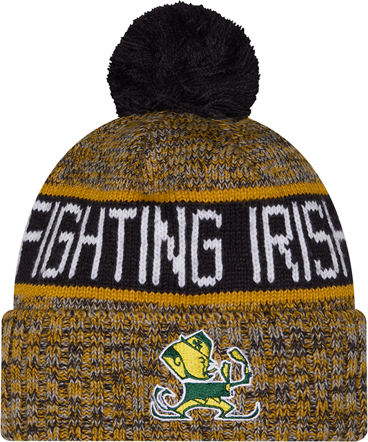 Notre Dame Fighting Irish New Era Knit Leprechaun Logo Cuffed Knit Hat with Pom
