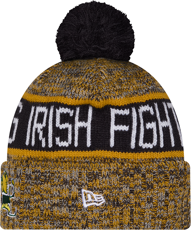 Notre Dame Fighting Irish New Era Knit Leprechaun Logo Cuffed Knit Hat with Pom