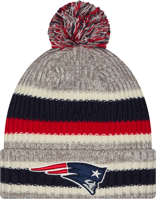New England Patriots Striped Fan Pack Pom Knit