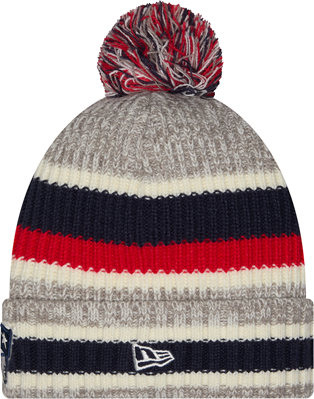 New England Patriots Striped Fan Pack Pom Knit