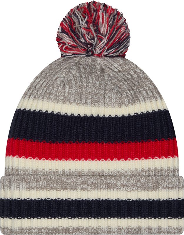 New England Patriots Striped Fan Pack Pom Knit