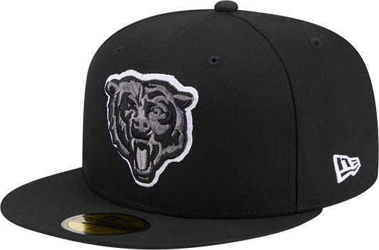 Men's New Era Black/White Chicago Bears Graphite Logo 59FIFTY Fitted Hat