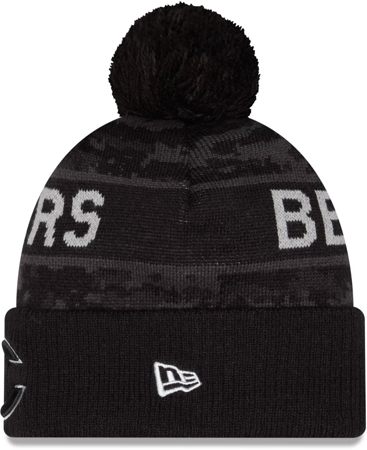 Men's New Era Black Chicago Bears 2026 Salute To Service Cuffed Knit Hat with Pom-C Logo