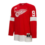 Men's Detroit Red Wings Gordie Howe Mitchell & Ness Red 1960/61 Captain Patch Blue Line Player Jersey - Pro Jersey Sports