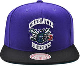 Men's Charlotte Hornets Mitchell & Ness NBA Core Basic HWC Purple/Black Snapback Hat - Pro Jersey Sports