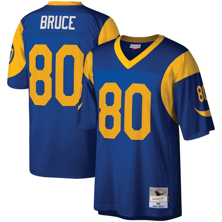 Mens St. Louis Rams Isaac Bruce Mitchell & Ness Royal Blue/Yellow 1999 Legacy Replica Jersey