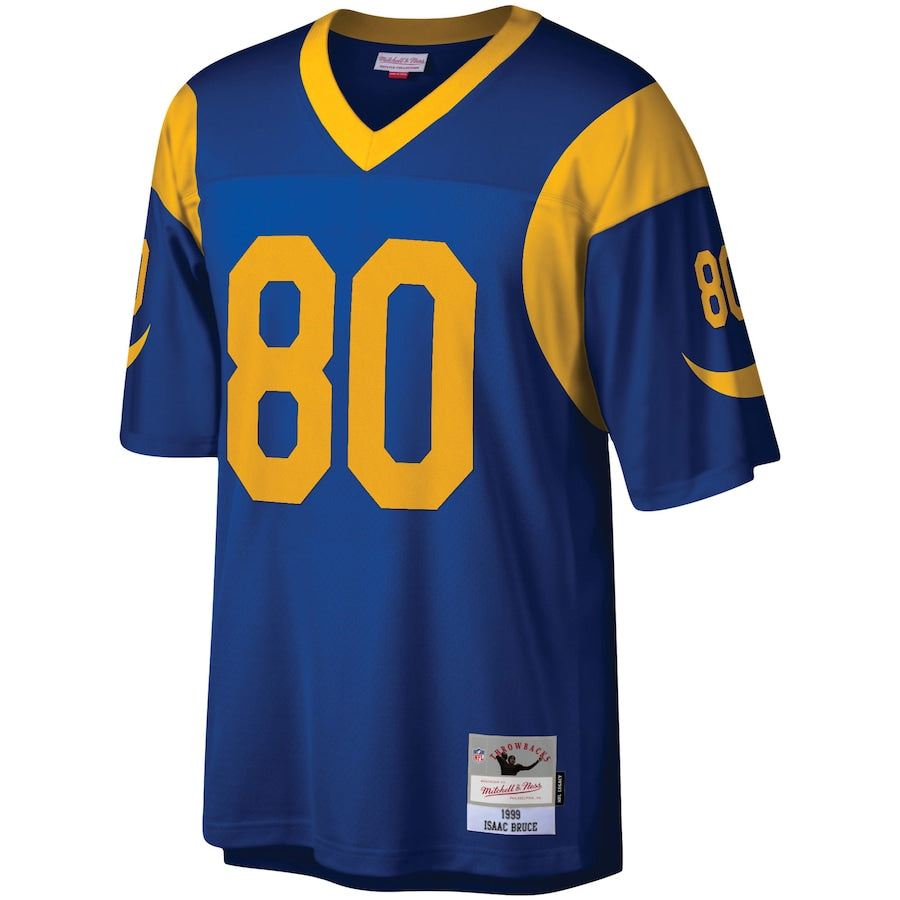 Mens St. Louis Rams Isaac Bruce Mitchell & Ness Royal Blue/Yellow 1999 Legacy Replica Jersey