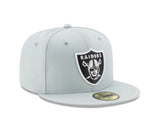 Las Vegas Raiders New Era Snow Gray Classic 59FIFTY Fitted Hat - Pro Jersey Sports