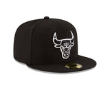 Men's NBA Chicago Bulls Black/White 59Fifty Fitted Hat - Pro Jersey Sports