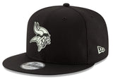 Minnesota Vikings New Era Black and White Basic 9FIFTY Adjustable Snapback Hat - Pro Jersey Sports