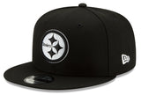 Pittsburgh Steelers New Era Black and White Basic 9FIFTY Snapback Hat - Pro Jersey Sports