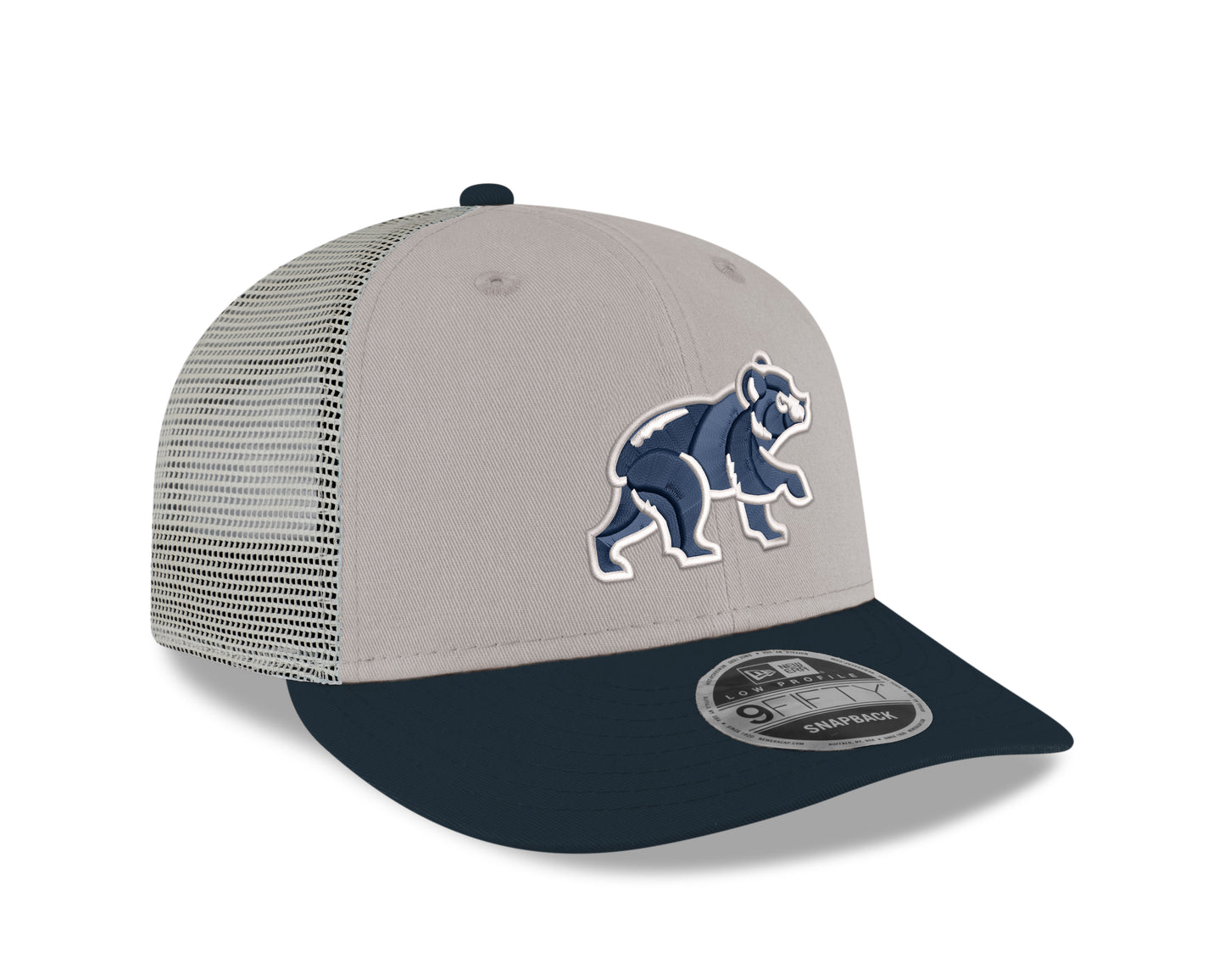 Chicago Cubs New Era Stone/Navy Spring Training Bear Low Profile 9FIFTY Mesh Back Snapback Adjustable Hat