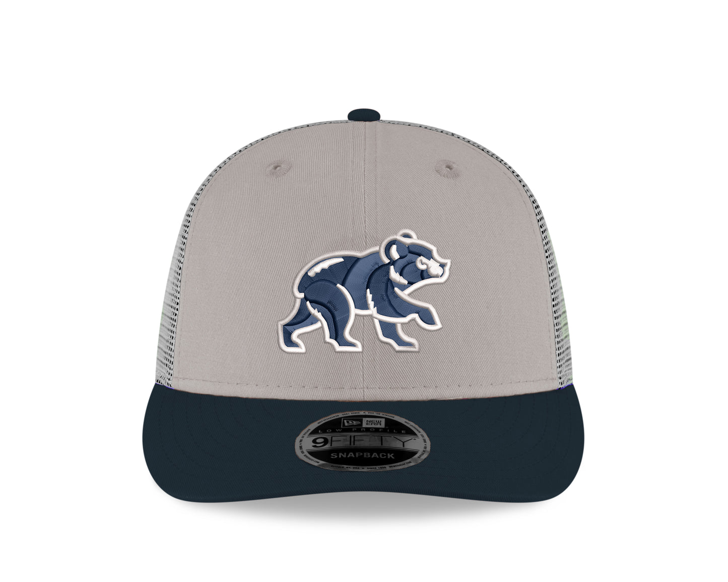 Chicago Cubs New Era Stone/Navy Spring Training Bear Low Profile 9FIFTY Mesh Back Snapback Adjustable Hat