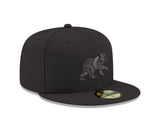 Chicago Cubs Tonal Black On Black Spring Training Bear New Era 59FIFTY Fitted Hat - Pro Jersey Sports