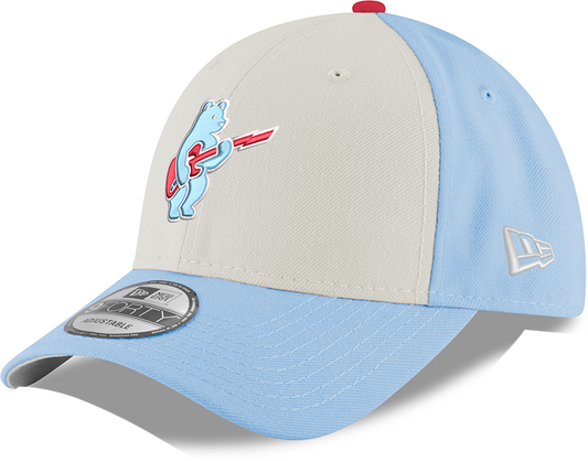 Youth Chicago Cubs Guitar Bear Alternate 9FORTY Adjustable Chrome/Sky Blue Cap By New Era - Pro Jersey Sports