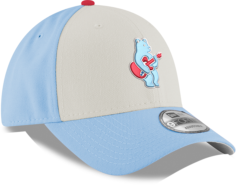 Youth Chicago Cubs Guitar Bear Alternate 9FORTY Adjustable Chrome/Sky Blue Cap By New Era - Pro Jersey Sports